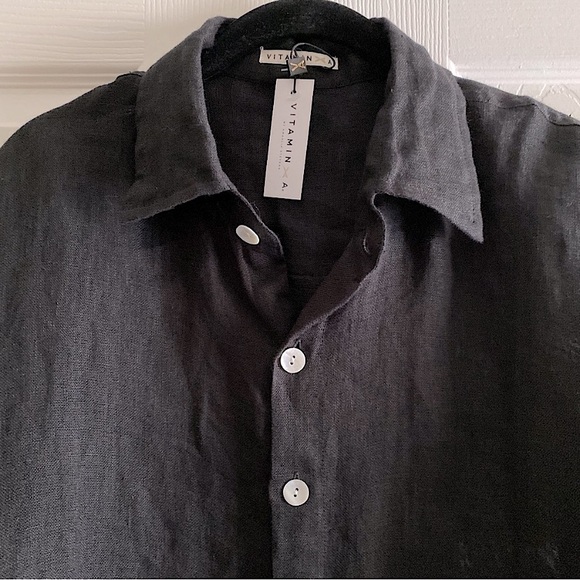 VITAMIN A ECOLINEN PLAYA BOYFRIEND SHIRT RESORT BEACH COVERUP WHIMSIGOTH Black S - Picture 8 of 11